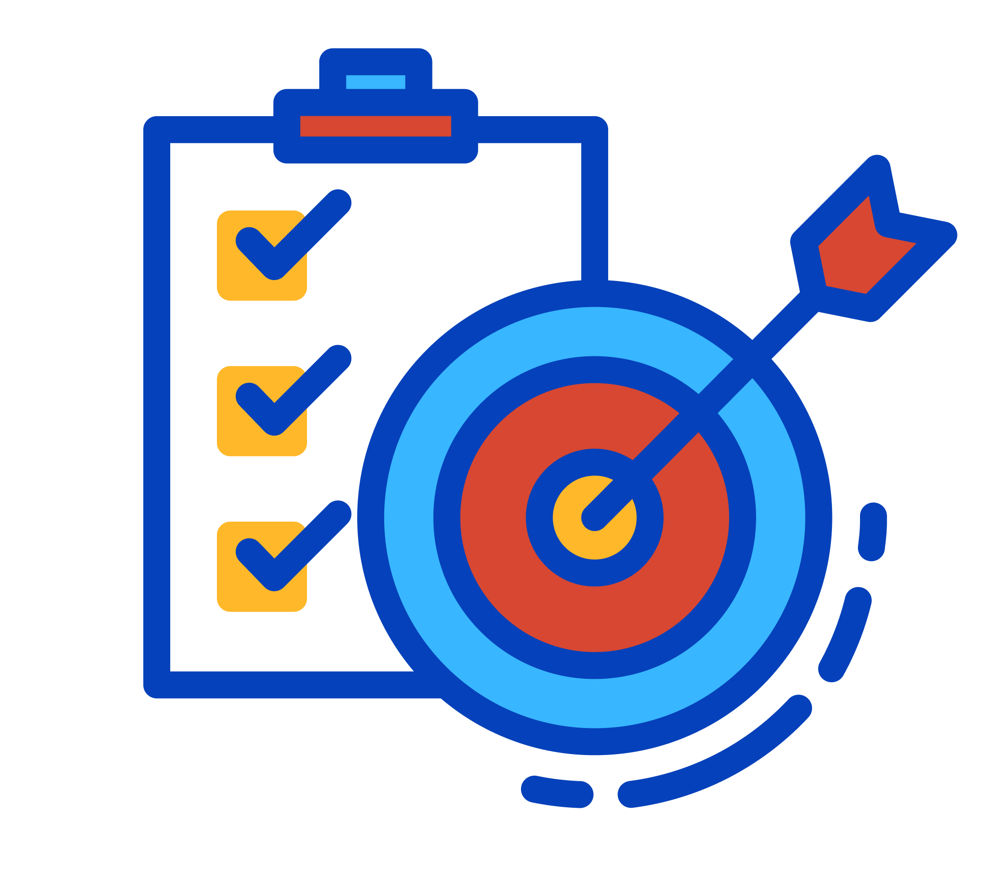 Illustration of a bullseye and a clipboard 